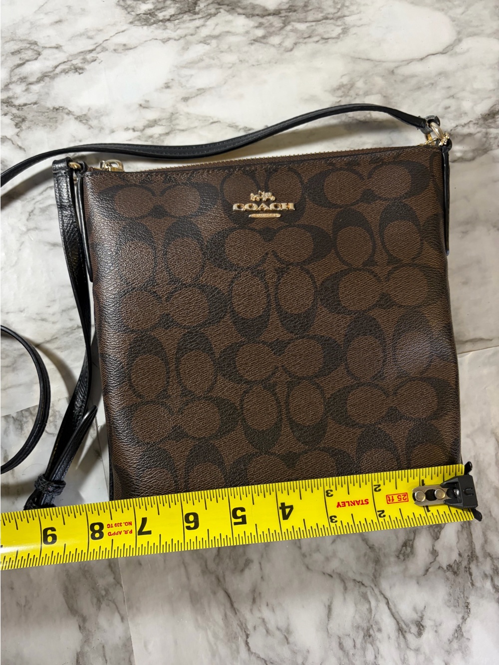 Coach Brown Signature Crossbody with Black Strap - Picture 2 of 11
